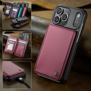 CaseMe適用蘋(píng)果15ProMax商務(wù)皮套14擋盜刷手機殼iPhone17卡包16E保護套 紅色 iPhoneX/XS