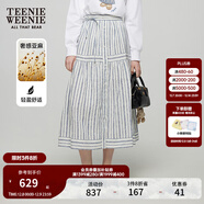 Teenie Weenie【亞麻】小熊女裝半身裙秋季新款時(shí)尚豎條紋裙子長(cháng)裙 條紋 L
