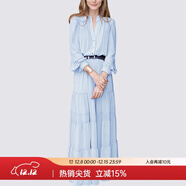 MeetMetro瑪依爾法式仙女連衣裙女2025秋新款高端氣質(zhì)純欲風(fēng)裙子禮服長(cháng)裙 淺藍【現貨】 L