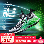 361°【商場(chǎng)同款】童鞋男童運動(dòng)鞋2025春季新款大童刀鋒科技減震跑步鞋 碳黑/361度白/新葉綠色-網(wǎng)面 35