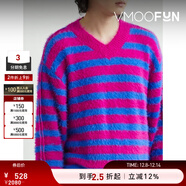 Andersson Bell 男拉絨條紋針織毛衣 藍色 S