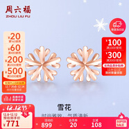 周六福18K金耳釘女雪花彩金耳釘耳飾 KI094628 一對 生日禮物