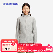 迪卡儂（DECATHLON）保暖戶(hù)外抓絨衣外套男女運動(dòng)寬松秋搖粒絨外套沖鋒衣內膽 女款-全拉鏈-淺灰色 M