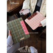 何佳功甜心格紋鹽甜少女ins風(fēng)原創(chuàng  )愛(ài)心設計秋冬磁吸雙面夾保護殼3+y型帶搭扣air56平板套ipadpro11寸 紅酒甜茶平板保護殼 iPadAir611英寸