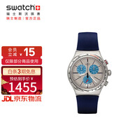 斯沃琪（Swatch）瑞士手表 金屬 三眼計時(shí) 藍色暈染 生日禮物男女運動(dòng)手表YVS435