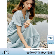 范思藍恩茶歇法式氣質(zhì)連衣裙女夏季2024新款田園風(fēng)度假長(cháng)裙12506 薄荷綠 L