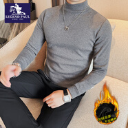 傳奇保羅半高領(lǐng)長(cháng)袖打底衫男t恤秋冬季加絨保暖修身彈力中領(lǐng)緊身體恤上衣 深灰色(加絨) 加厚 M (95-110斤)