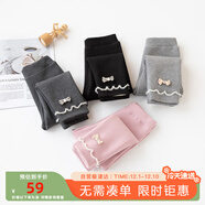 貝瑞加（Babyprints）兒童打底褲冬季寶寶加絨棉褲女孩加厚百搭長(cháng)褲保暖褲子 黑130