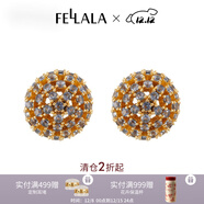 翡拉拉（fellala）Fellala翡拉拉錦繡耳釘女復古大氣簡(jiǎn)約時(shí)尚甜美清新氣質(zhì)耳環(huán) 藍色