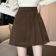 詩(shī)迦努嘰咕自制大碼高腰顯瘦A字毛呢短裙女冬 咖色_帶定制微胖高彈內襯 XL 【建議120-135斤】