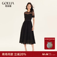 歌莉婭新年紅品連衣裙女氣質(zhì)蛋糕裙a字網(wǎng)紗長(cháng)裙高級感小黑裙194K4BBI0 B00黑色 F