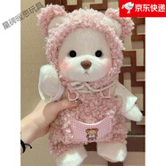史泰萌（ShiTaiMeng）手工關(guān)節泰迪熊公仔毛絨玩具布娃娃抱抱熊玩偶女孩圣誕節生日禮物 粉色嘟嘟毛衣套裝+白熊 【30cm】紙盒裝+透明禮袋