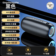 TINGSHENGZHE【柏林之聲|更長(cháng)續航】藍牙音箱重低音炮家庭戶(hù)外便攜式桌面電腦迷你家用小音響無(wú)線(xiàn)插卡高音質(zhì) 典雅黑【柏林之聲|更長(cháng)續航】 進(jìn)口雙喇叭-低音炮-大音量