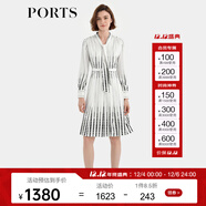 PORTS寶姿秋季新款女裝時(shí)尚圓點(diǎn)印花連衣裙ALD9D015QPT100 白黑混色 XXS 0