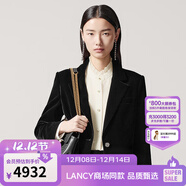 朗姿/LANCY2025年秋季新款高級感絲絨黑色西裝外套女通勤氣質(zhì)上衣 黑色2 S