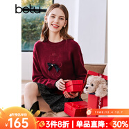 betu百圖女裝冬季毛衣圓領(lǐng)小熊蝴蝶結針織衫減齡百搭毛衣女2212T11 紅色 M