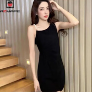 AEMAPE女裝2026春夏季新款連衣裙女高級設計感吊帶裙法式雪紡裙子 黑色[短款]連衣裙 XL _[建議115-124斤]