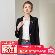 經(jīng)典故事（JANE STORY）工裝黑色小西裝外套2025新款女ol面試職業(yè)高端一?？畚鞣弦滦”?黑色 S
