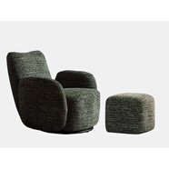 語(yǔ)森憶復古貝拉沙發(fā)單人椅休閑懶人可旋轉沙發(fā)椅客廳臥室陽(yáng)臺 組合 黛綠漣影 可旋轉