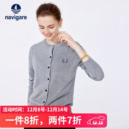 Navigare意大利小帆船女針織衫春秋圓領(lǐng)小開(kāi)衫毛衣外套2334092061 淺灰 L