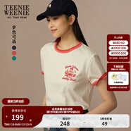 Teenie Weenie小熊女裝T恤2025夏季新款清新休閑活力撞色圓領(lǐng)短袖 紅色 S