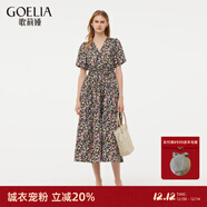 歌莉婭女裝連衣裙新品歐若風(fēng)碎花田園風(fēng)情氣質(zhì)印花裙子1E4R4K180 0CD彩色黑底繁花印花 M