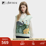 FILAx 盧梭 斐樂(lè )女士編織衫楊冪同款冬季新品寬松上衣刺繡毛衣馬甲 滿(mǎn)印一-ZA M 165/84A