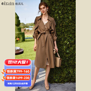 Olrain歐芮兒風(fēng)衣外套女秋裝寬松顯瘦氣質(zhì)休閑英倫風(fēng)過(guò)膝大衣 咖色款 XL