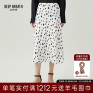 深呼吸DEEP BREATH女裝法式波點(diǎn)高腰中長(cháng)半身傘裙A200209 白-黑點(diǎn) M (3碼)