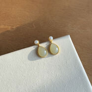 buhesyt耳飾年底福利撿漏純銀天然玉石新中式小眾氣質(zhì)女款 和田美玉水滴吊墜耳環(huán)