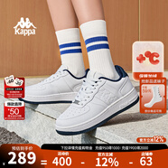 KAPPA卡帕背靠背女鞋冬季厚底小白鞋子女板鞋新款情侶鞋百搭休閑運動(dòng)鞋 經(jīng)典白/海昌藍【加絨款】 39
