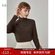 范思藍恩范思藍恩204303半高領(lǐng)打底衫女秋冬百搭修身針織上衣緊身內搭毛衣 深咖色（高領(lǐng)） S