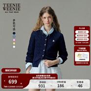 Teenie Weenie【趙露思同款】小熊女裝毛衣新款黃色針織衫空調開(kāi)衫 藏青色 S