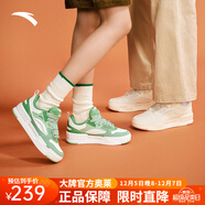 安踏（ANTA）微糖-面包休閑鞋女厚底增高運動(dòng)板鞋 長(cháng)青綠/象牙白/田徑綠-6 36