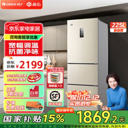 格力（GREE）晶弘225升三開(kāi)門(mén)風(fēng)冷無(wú)霜冰箱迷你小型家用宿舍出租房屋三門(mén)大冷凍節能低噪離子凈味電冰箱 BCD-225WETC/時(shí)代金