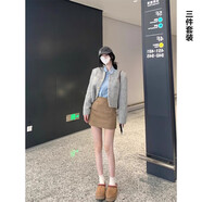依樂(lè )琦秋冬季女裝裙子茶系富家千金韓劇女主穿搭小香學(xué)院風(fēng)兩件短裙 三件套裝【冬天連衣裙甜辣純欲風(fēng)辣妹穿搭/氣質(zhì)/早秋 XS
