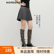 紅袖學(xué)院風(fēng)百褶半身裙春季2025新款女裝字母金屬裝飾立體顯瘦氣質(zhì)短裙 煙灰056 M