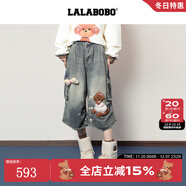拉拉波波【快樂(lè )護衛隊系列】LALABOBO七分牛仔褲25年秋新款原創(chuàng  )大口袋褲子 S