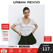 UR2025夏季新款女裝甜美蝴蝶結裝飾褶皺罩衫襯衫UYU250066 本白 (領(lǐng)口偏低) S