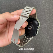 山頭林村UIOO適用紅米watch6/5/4表帶三珠鋼帶金屬高級小米手環(huán)9Pro表帶 贈送的保護殼長(cháng)這樣 適用紅米Watch6