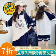 G.duck童裝女童套裝夏季2024新款中大童女孩夏裝扎染純棉短袖T恤半身裙 藏青7108款 140 建議身高130-140cm年齡9-10歲