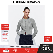 UR2025秋季新款女裝休閑絞花肌理櫻桃刺繡針織開(kāi)衫UYY950116 冷灰 M