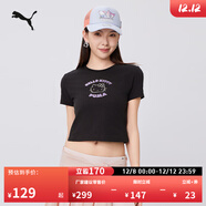 彪馬（PUMA）【HELLO KITTY聯(lián)名】Babytee短款短袖女子辣妹上衣631613 黑色-01 XS (150/76A)