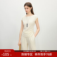 范思藍恩氣質(zhì)醋酸套裝女夏季2025新款一字領(lǐng)上衣直筒褲兩件套2132 象牙白上衣 XS