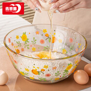 青蘋(píng)果新年禮物食品級耐熱玻璃和面盆繽紛花語(yǔ)加厚大容量廚房烘焙揉面盆