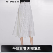 sdeer圣迪奧春季女裝時(shí)尚百搭H型通勤A(yíng)字裙自然腰文藝波點(diǎn)印花長(cháng)裙S20161105 白色/90 XL/175