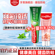 高露潔健齒防蛀牙膏勁爽清新薄荷強健牙釉質(zhì)雙氟配方家庭裝 健齒防蛀220g+美白玫瑰鹽120g