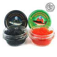 T進(jìn)口俄羅斯黑魚(yú)子醬 鱘魚(yú)籽醬 沙拉壽司卷餅 深海即食105克 紅魚(yú)籽1個(gè)+黑魚(yú)籽一個(gè)