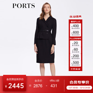 PORTS 寶姿秋冬新品女裝優(yōu)雅修身中長(cháng)裙通勤V領(lǐng)針織連衣裙 ALM9N012LCF053-黑色 L (8)