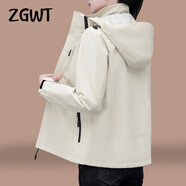 ZGWT輕奢高檔品牌三合一沖鋒衣外套女秋冬季加絨加厚可拆卸搖粒絨衣服 6652象牙白（春秋單外套） 2XL 【建議105-120斤】